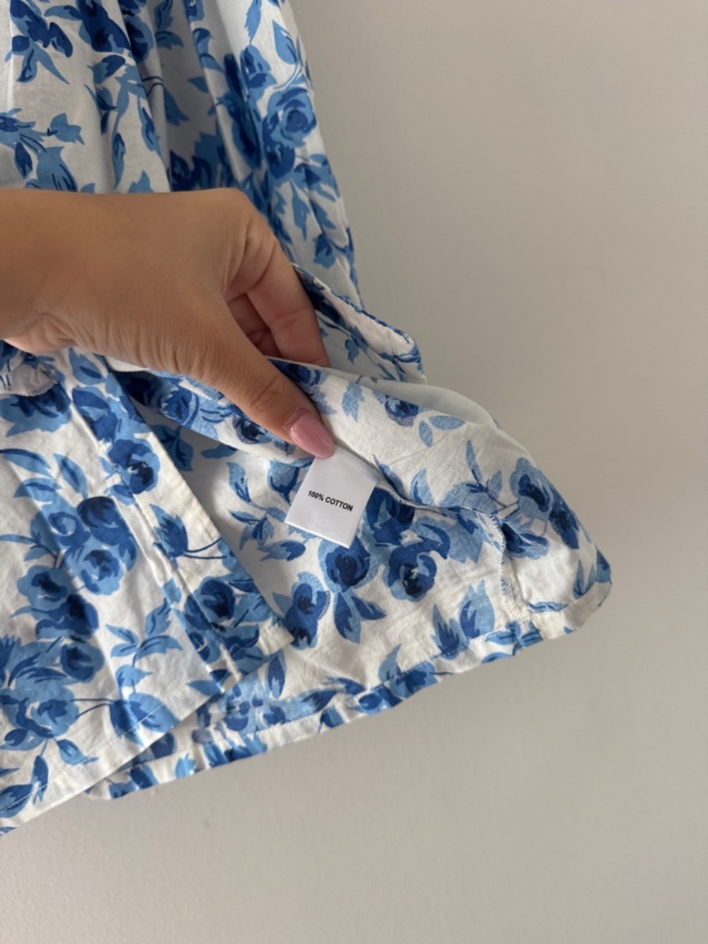 MILLIE Blue Floral Cotton Blouse S - Picture 4 of 5